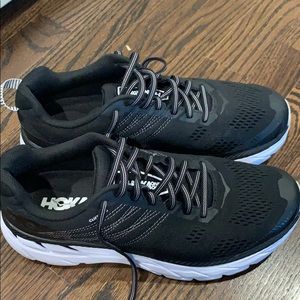 Men’s Hoka One running shoes, size 8.5, black